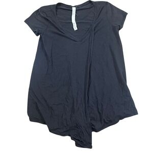 Lululemon Black Short Sleeve V Neck Overlap Tunic‎ Top Athleisure Womens 4